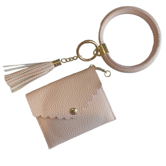 Pink Wristlet Wallet Tassel Keychain NWOT - Picture 1 of 7